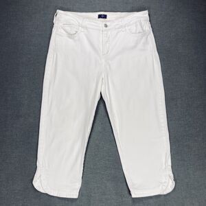 NYDJ Crop Jeans Womens 12 White Straight Leg High Waisted Casual Chic Minimalist